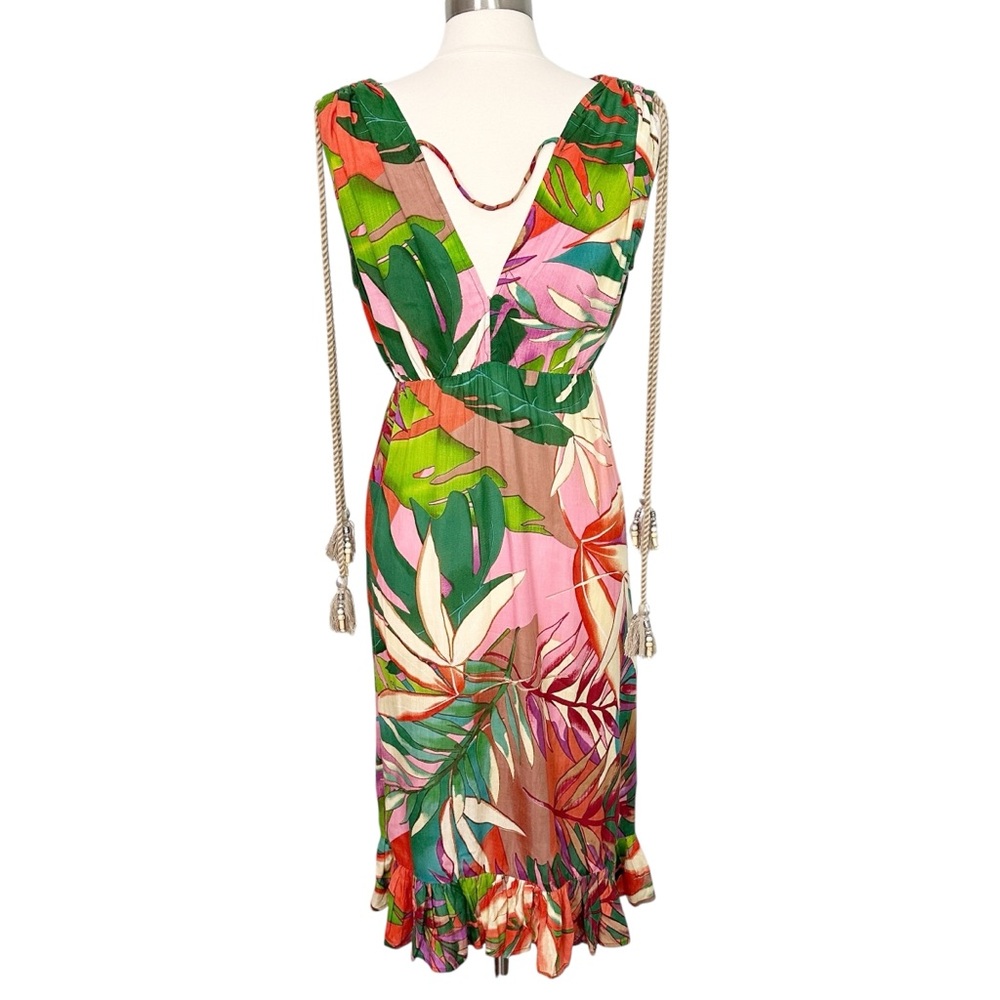 True Destinations Tropical Floral Sleeveless Midi Dress Size M - Picture 9 of 10